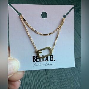 Double Layer Gold Initial Necklace "Q"
